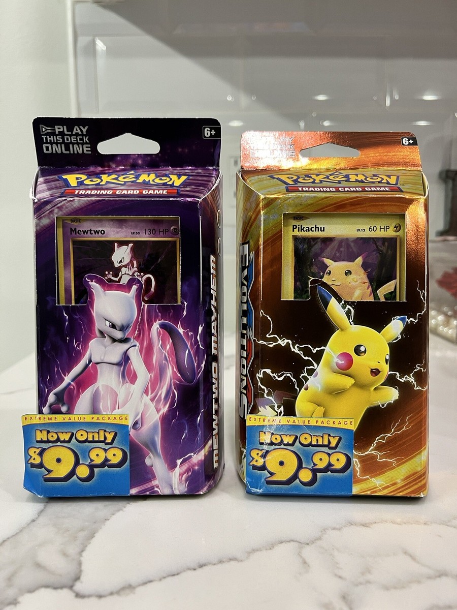 Set of 2 Pokemon XY Evolutions Theme Deck MEWTWO/ PIKACHU -Factory
