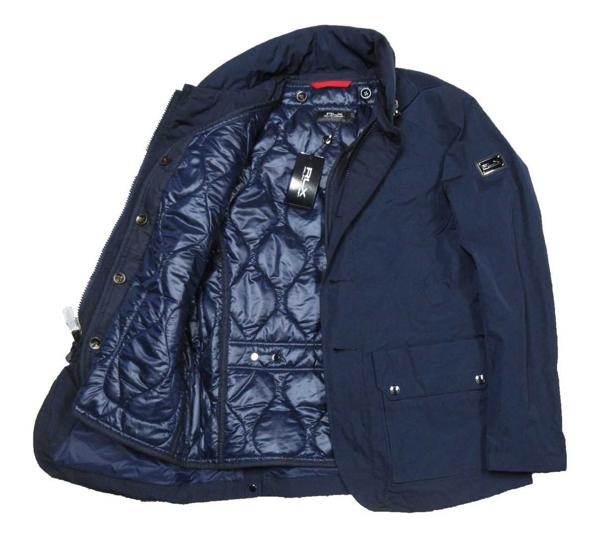 RLX Ralph Lauren Men's Navy 3-In-1 Water-Resistant Stow Away Hood