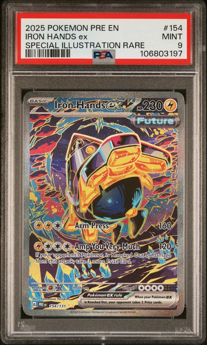 2025 POKEMON PRE EN-PRISMATIC EVOLUTIONS #154 IRON HANDS EX PSA 9
