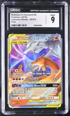 CGC 9 Reshiram & Charizard GX 20/214 Unbroken Bonds Pokemon Card