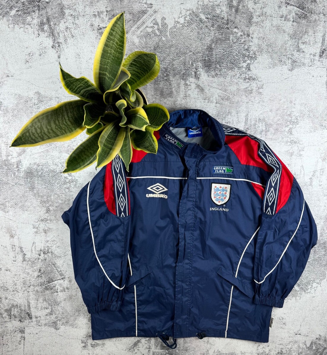 Vintage England 1996 Soccer Football Track Suit Jacket Green Flag