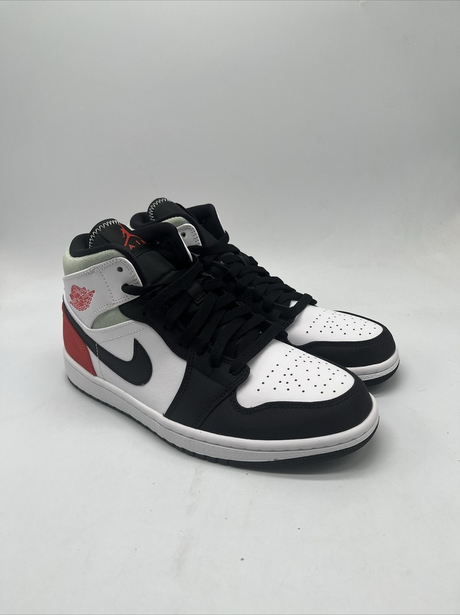 Nike Air Jordan 1 Mid SE Red Black Toe White 852542-100 Men's Size
