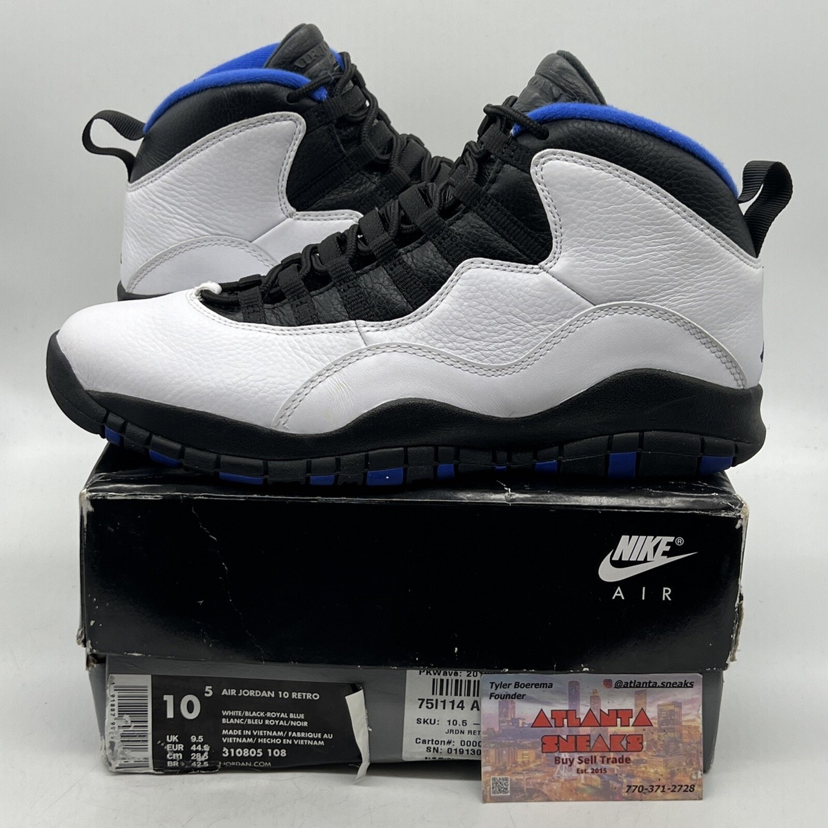 Size 10.5 - Air Jordan 10 Retro 2018 Orlando Black White Blue
