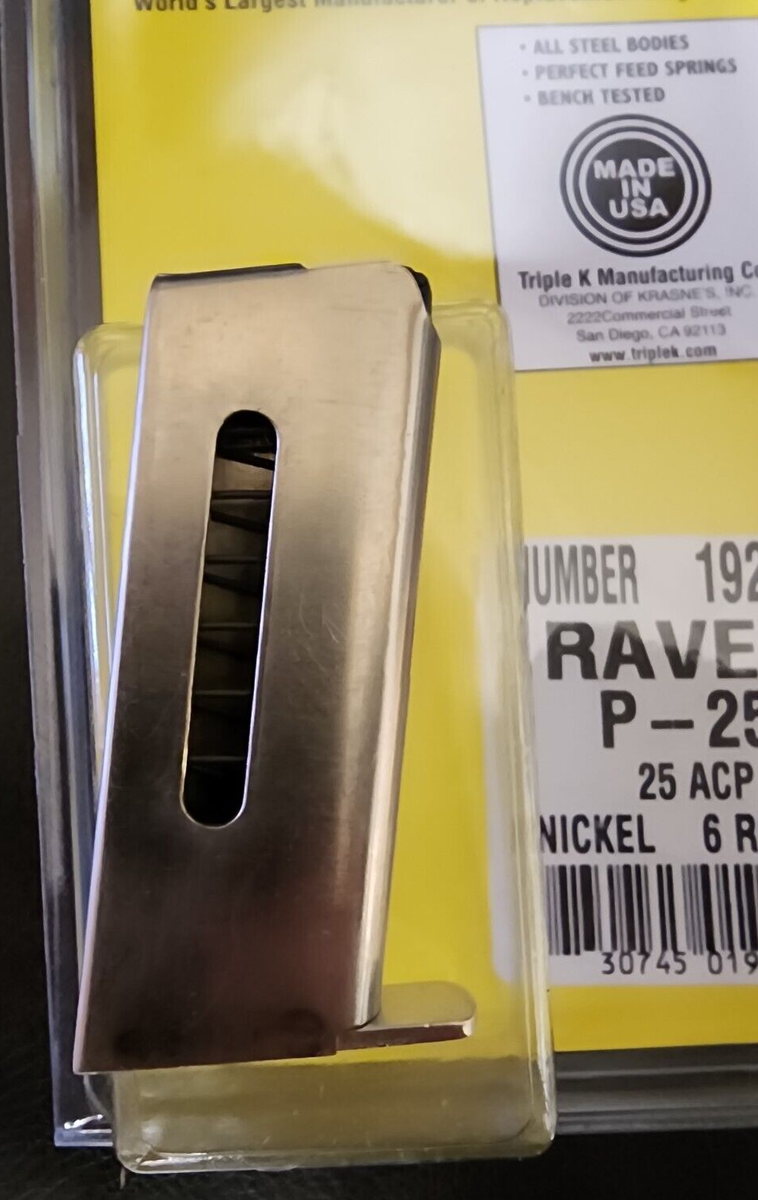 Raven Arms P-25, MP25 25 ACP Pistols .25 Auto Triple K Magazine