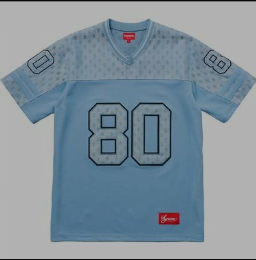 SS18 Supreme Monogram Football Top Jersey Carolina Blue Medium