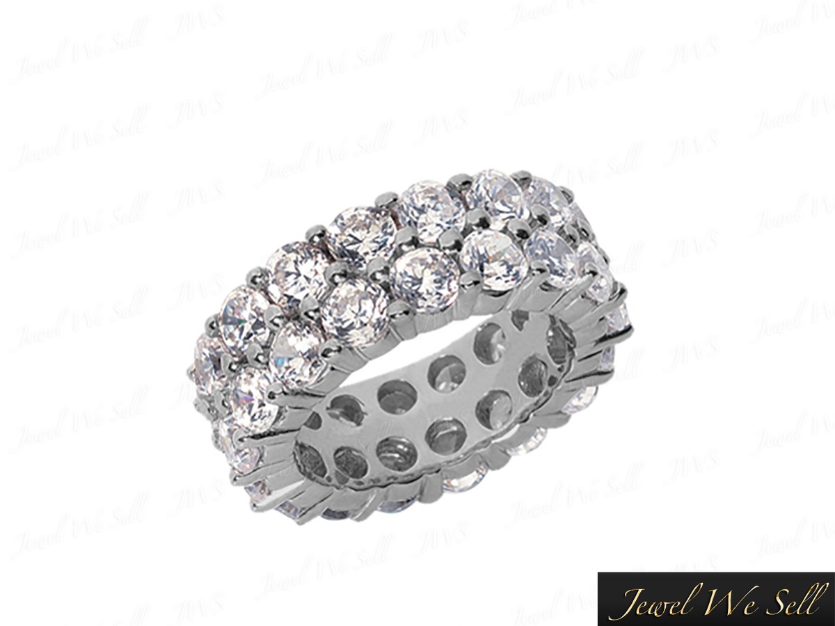 6.8Ct Round Staggered 2Row Anniversary Diamond Eternity Band Ring