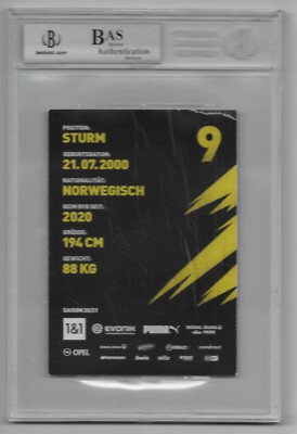 ERLING HAALAND Signed Autographed Club Card Beckett BAS COA