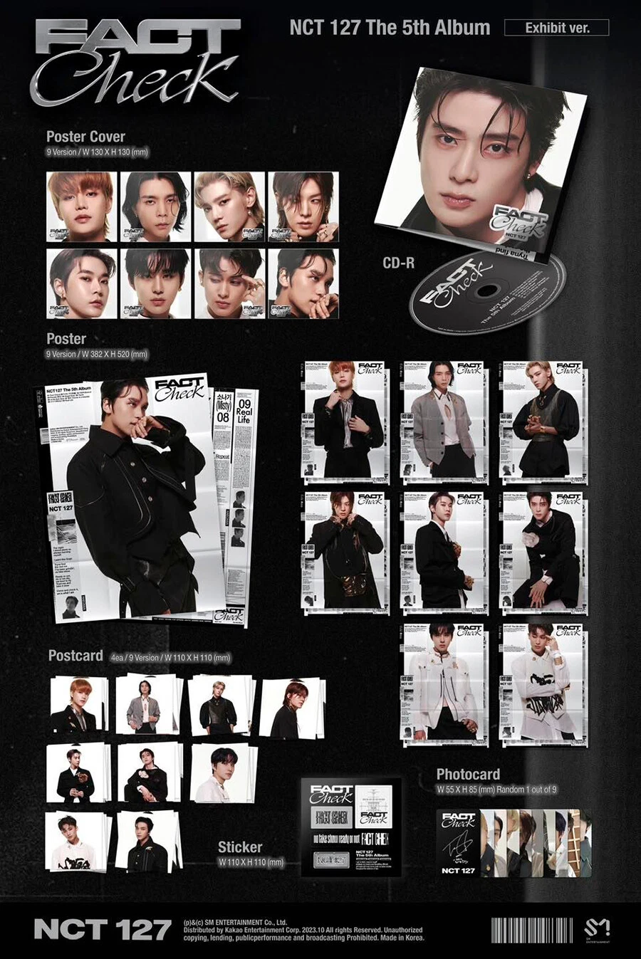 NCT 127 FACT CHECK 5th Album EXHIBIT Ver/CD+Poster+4 Post Card+