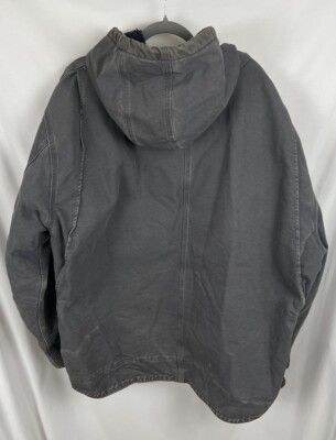 Carhartt Jacket Mens 3XL Sherpa Lined Full Zip Hooded Grey J141