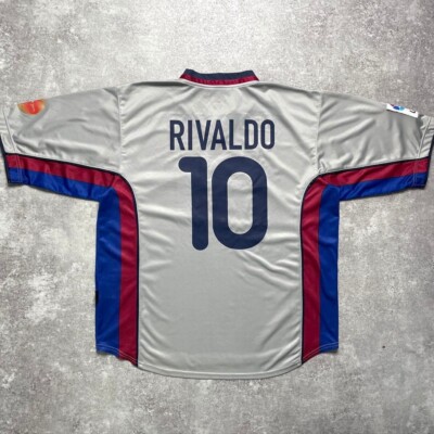 Rivaldo Barcelona 00/01 Away Jersey #10 Nike XL Shirt Free