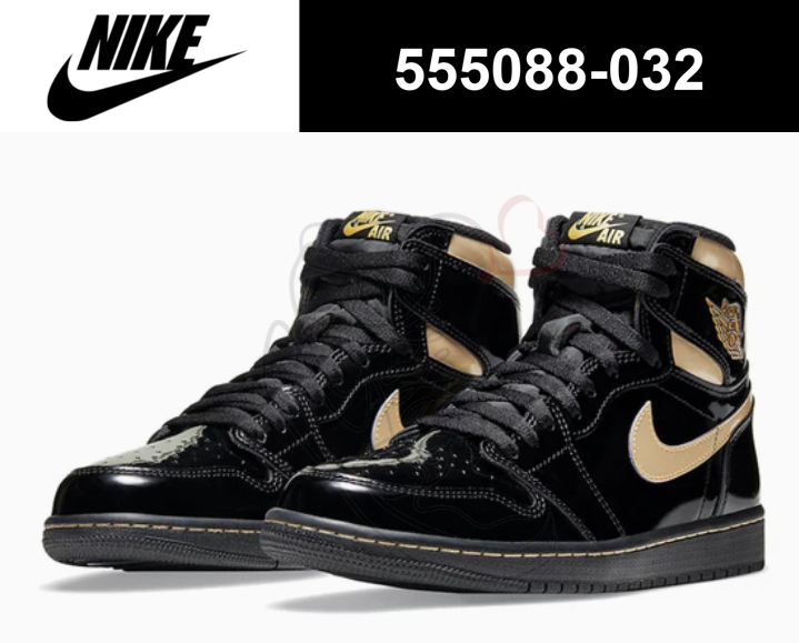 Nike Air Jordan 1 Retro High OG Black Metallic Gold Patent 555088