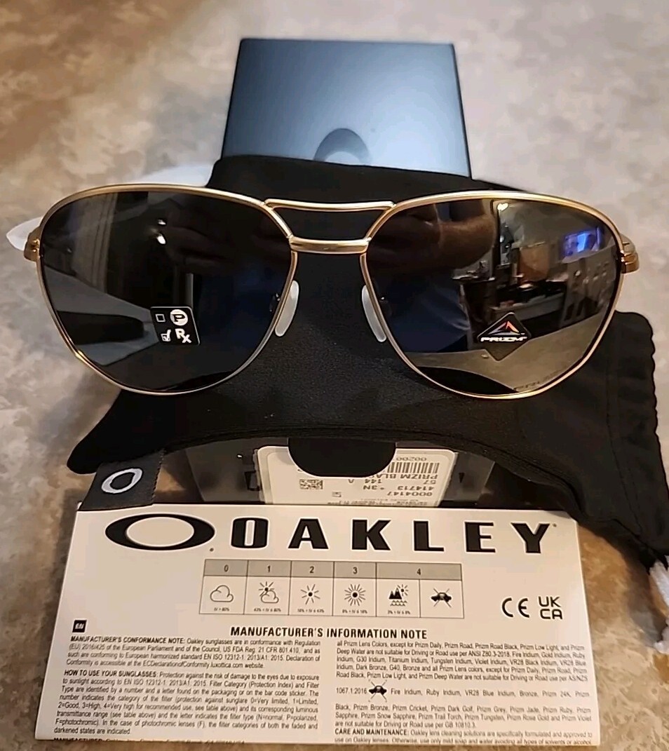 🔥 Mens Oakley 4147-1357 CONTRAIL Sunglasses Satin GOLD / Prizm