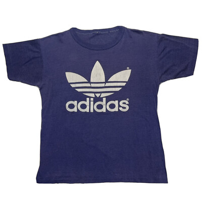 RARE VTG 70s 80s Adidas Double Sided Trefoil Logo Single Stitch T