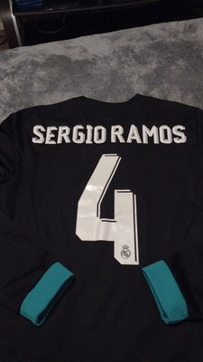 Sergio Ramos Adidas Real Madrid 2017-2018 Away Long Sleeve Jersey
