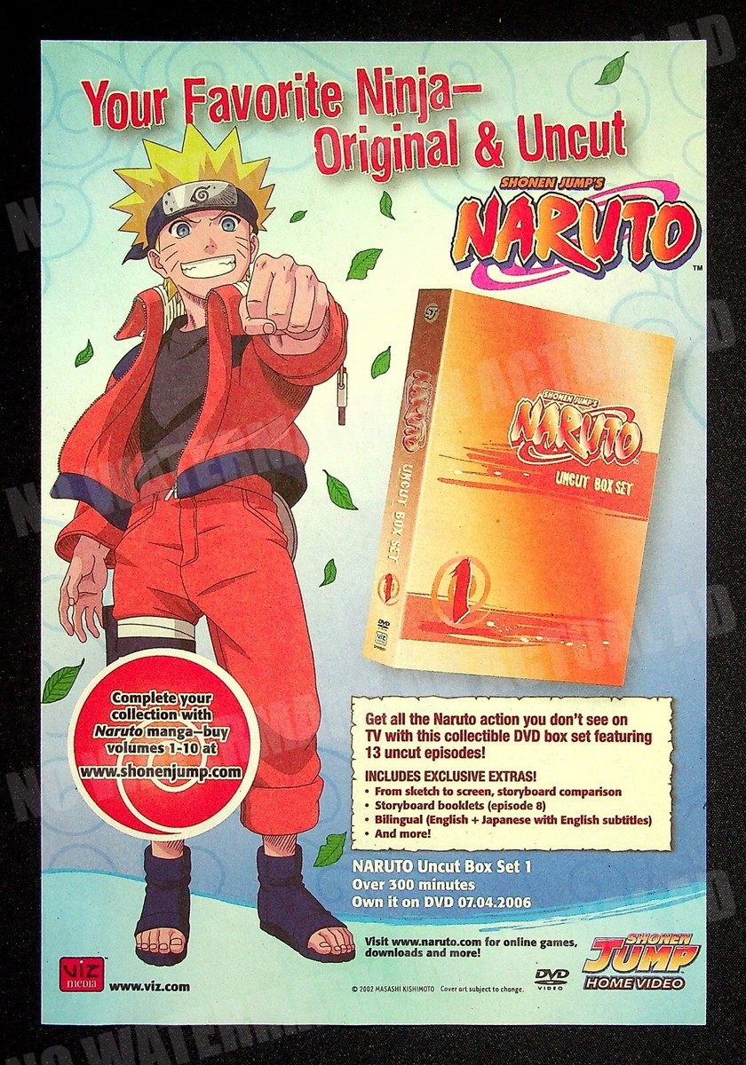 Naruto Set 1 Viz Media Trade Print Magazine Ad Poster Anime DVD