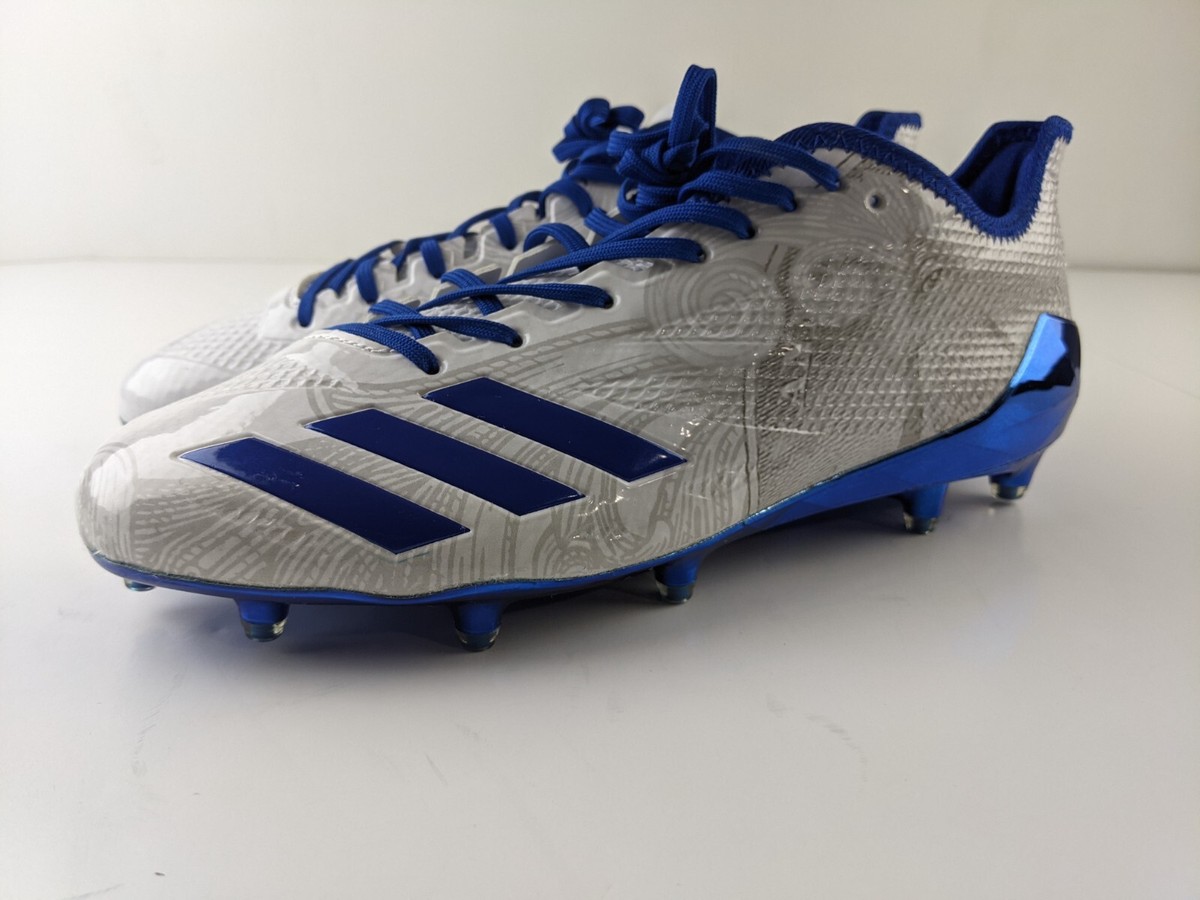 Adidas SAMPLE Adizero Football Cleats Men US 10 White Blue Lace Up