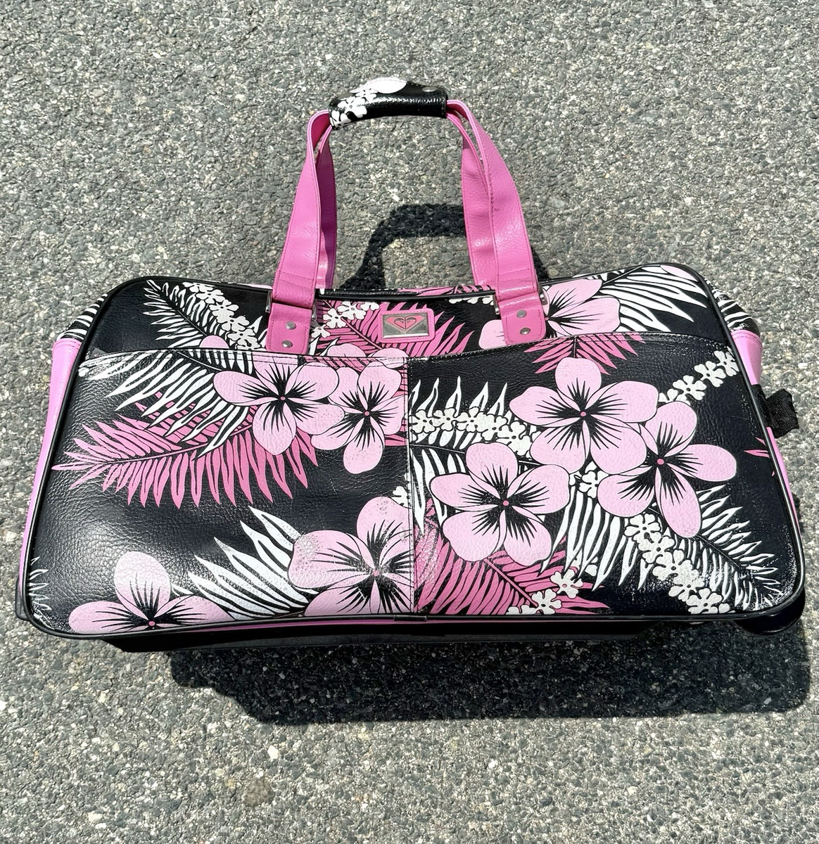 Vintage Roxy Hot Pink Tropical Floral Suitcase Y2K 90s Luggage