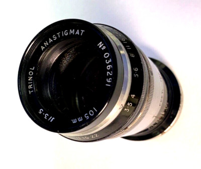 Tirinol Anastigmat Lens 105mm F3.5 35mm format Leica Screw mount