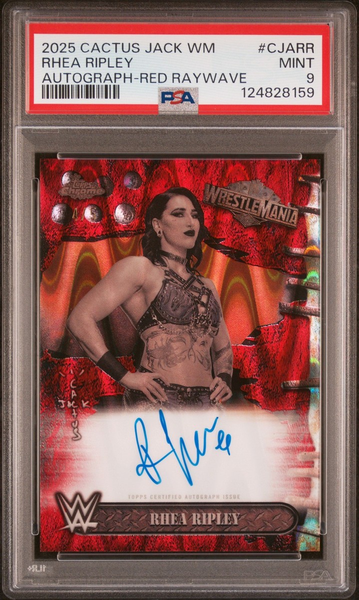 2025 Topps Chrome WWE Cactus Jack X WM Autographs Rhea Ripley Red