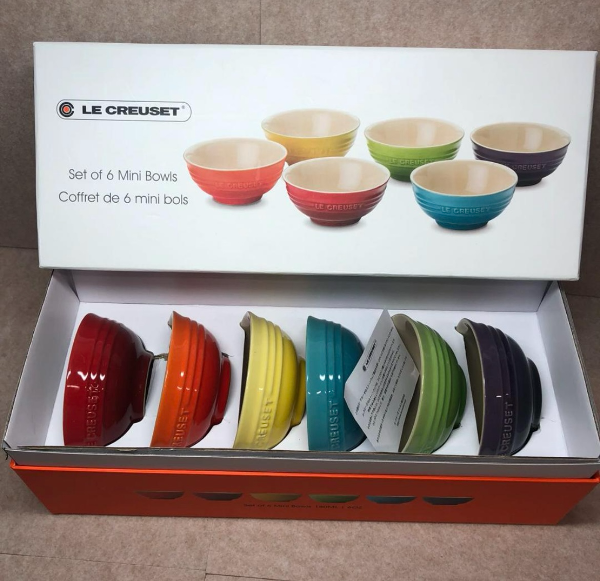 Le Creuset Bowl set of 6 Mini Bowls Rainbow Stoneware Coffret