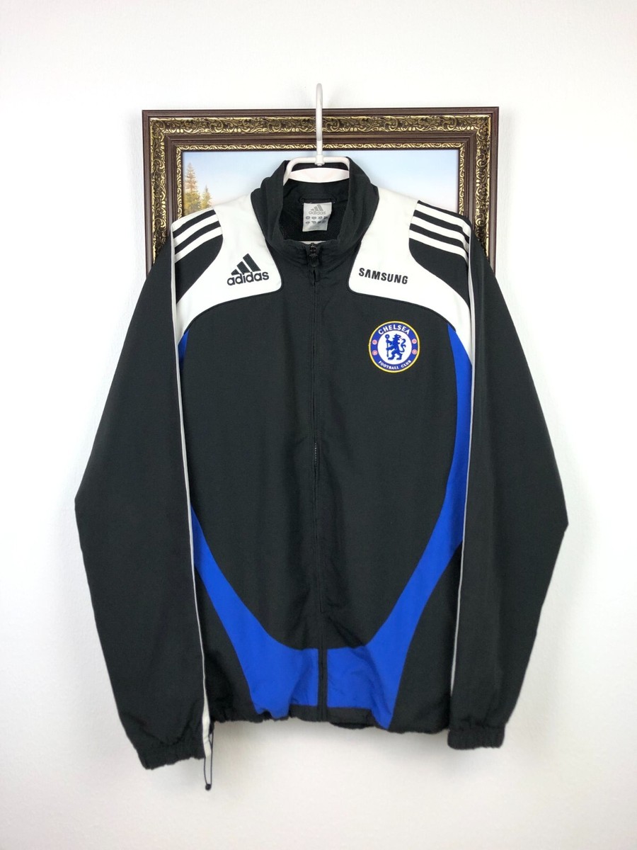 Vintage Adidas Chelsea Football Jacket Soccer Track Top Mens Black