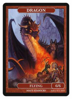 Dragon Token 6/6 Flying Artist Matthew Stawicki MTG Magic Token