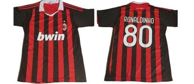 Ronaldinho Jersey #80 AC Milan BWIN Shirt Vintage Short Sleeve Kit