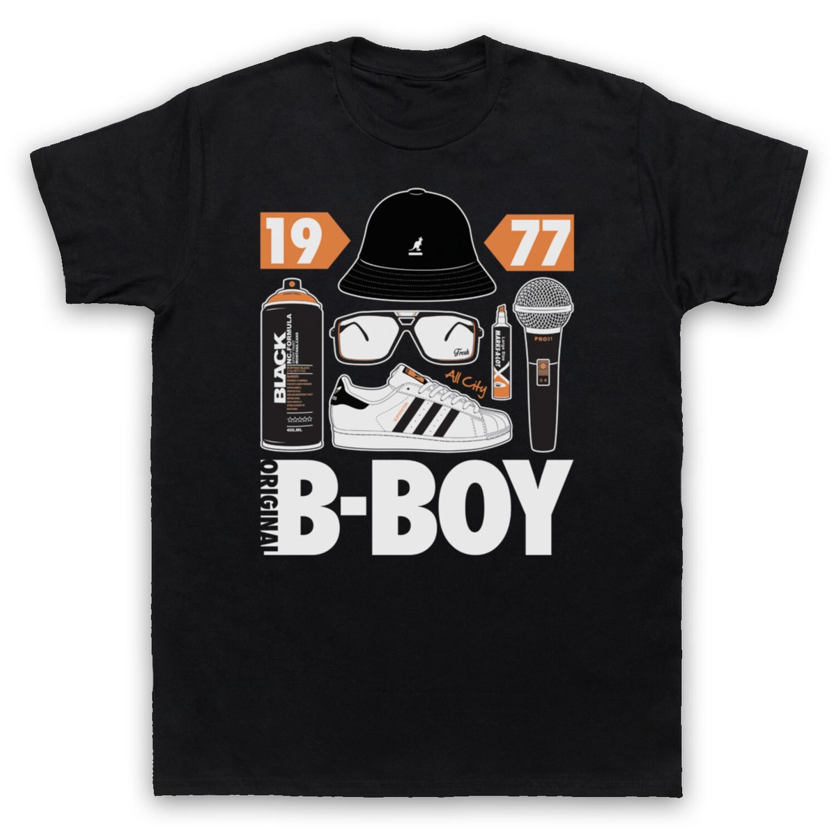 ORIGINAL B-BOY BREAKDANCING SLOGAN HIP HOP DANCE RETRO MENS