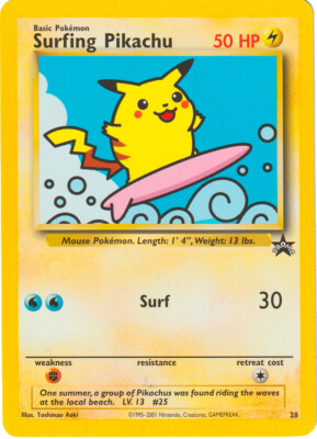 POKEMON • Surfing Pikachu SURF PIKA BLACK STAR PROMO 28 ORIGINALE