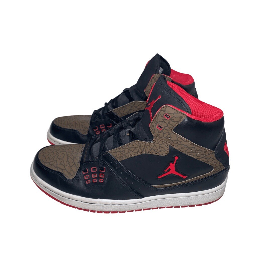 Nike Jordan 1 Flight Men's Shoes Size 11 Black Red Olive 372704