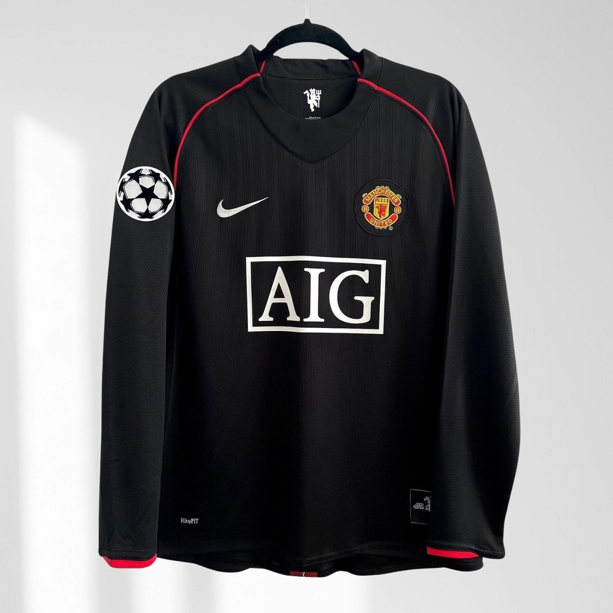 Manchester United 2007/08 Ronaldo #7 Away Black Long Sleeve Men