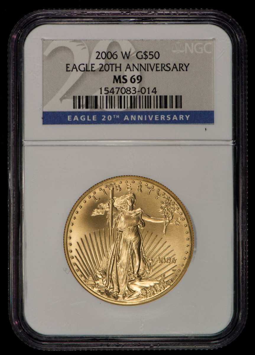 2006-W G$50 1 oz American Gold Eagle Coin - 20th Anniversary - NGC