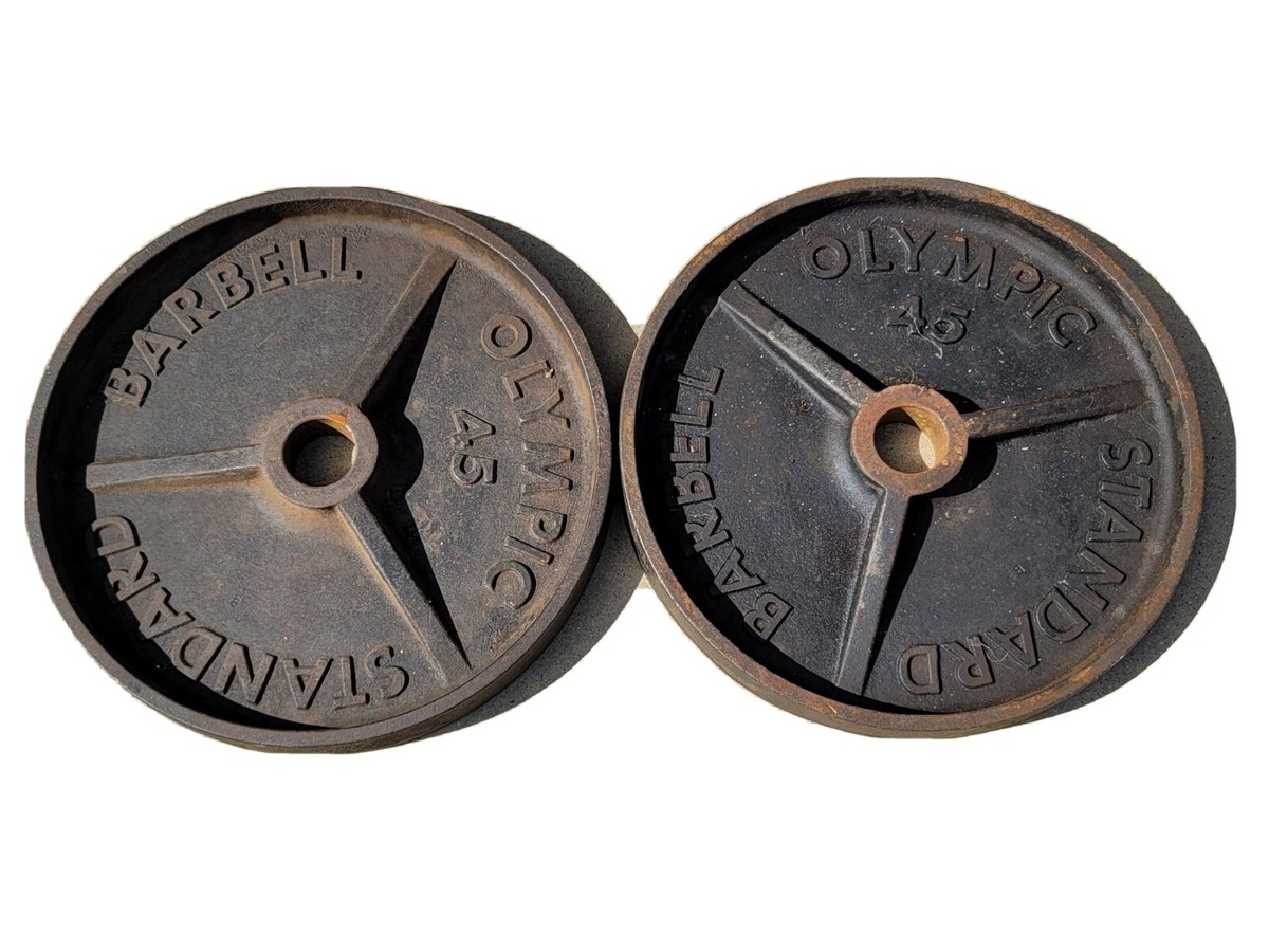 Vtg Unbranded Ivanko Barbell DEEP DISH 2 x 45 lbs (2