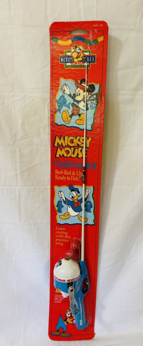 Mickey Mouse Fishing Pole Vtg 1990s Zebco NOS NIP Kids 1 Piece Rod