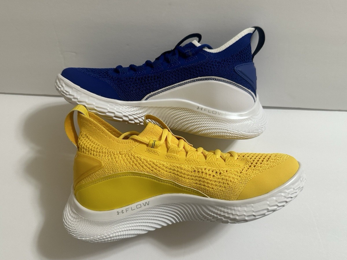 NEW Steph Curry Flow 8 Boys Basketball Shoes Yellow Blue “Mismatch