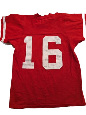 Vintage 80s Joe Montana #16 San Francisco 49ers Jersey Sand Knit M