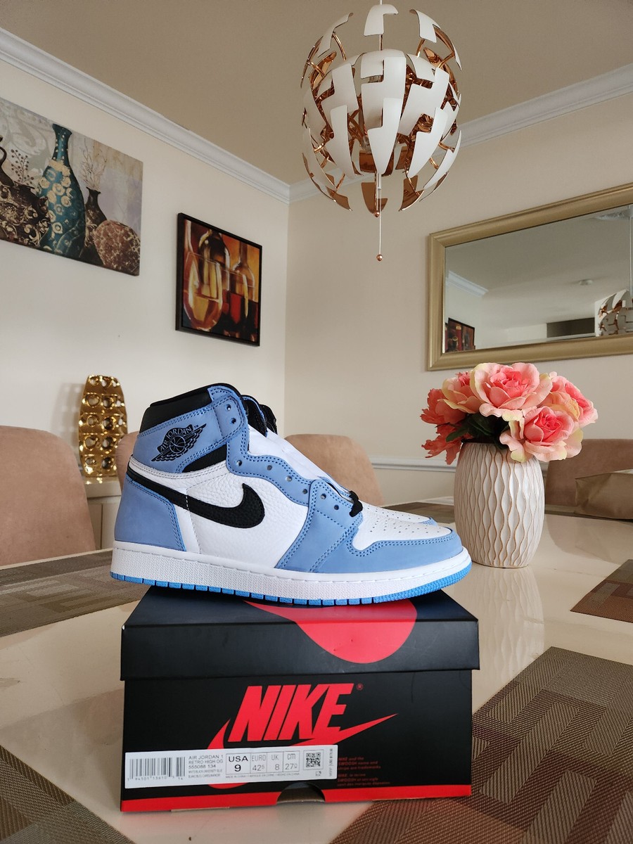 Nike Air Jordan 1 High University Blue Mid UNC 555088-134 Men Sz 9