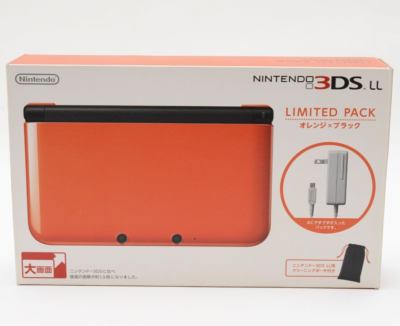 Nintendo 3DS XL LL Console Orange Black Limited Pack w/Box Adapter