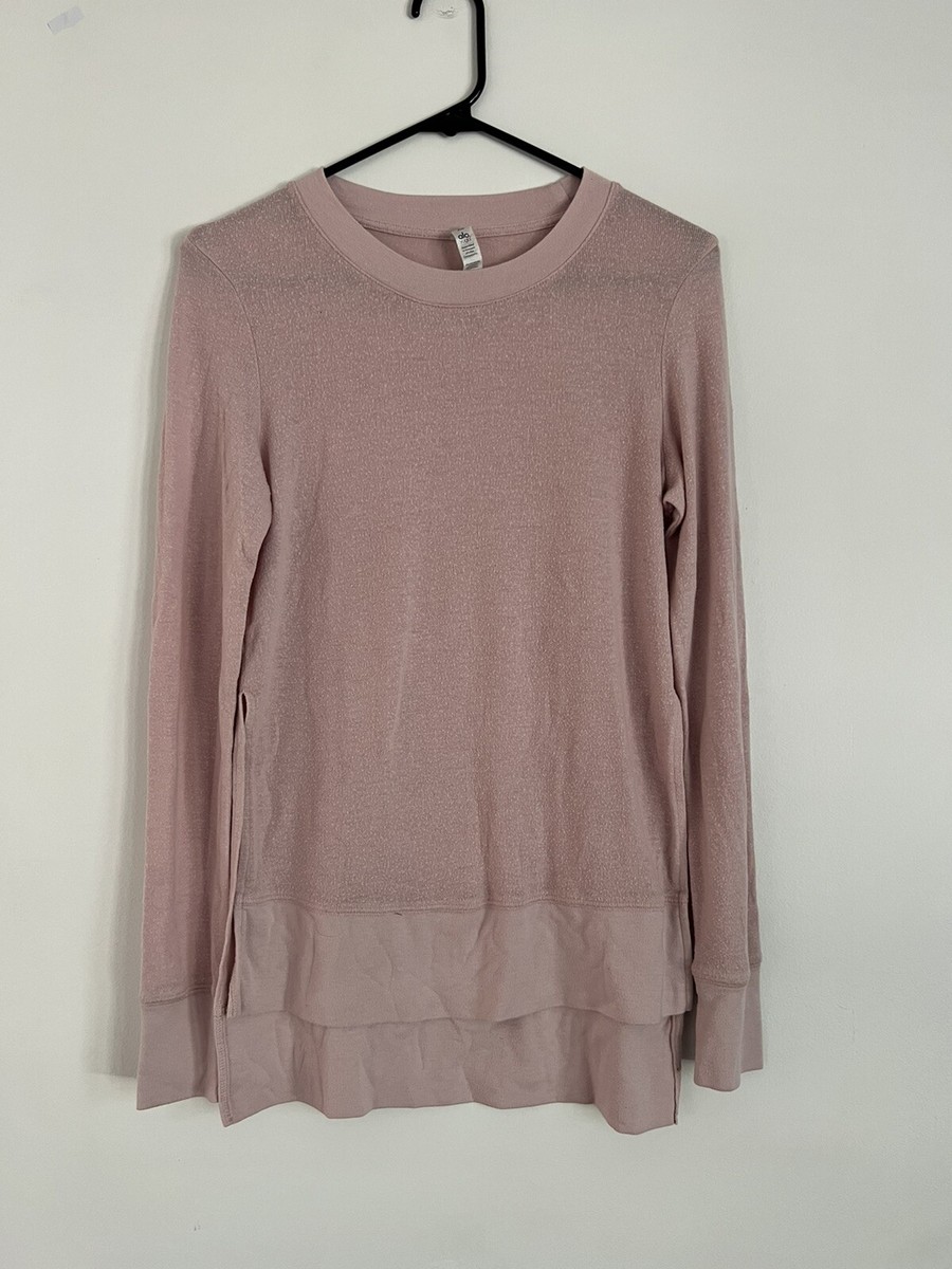 Alo Yoga Glimpse Long Sleeve Light Heathered Pink Split Side Size