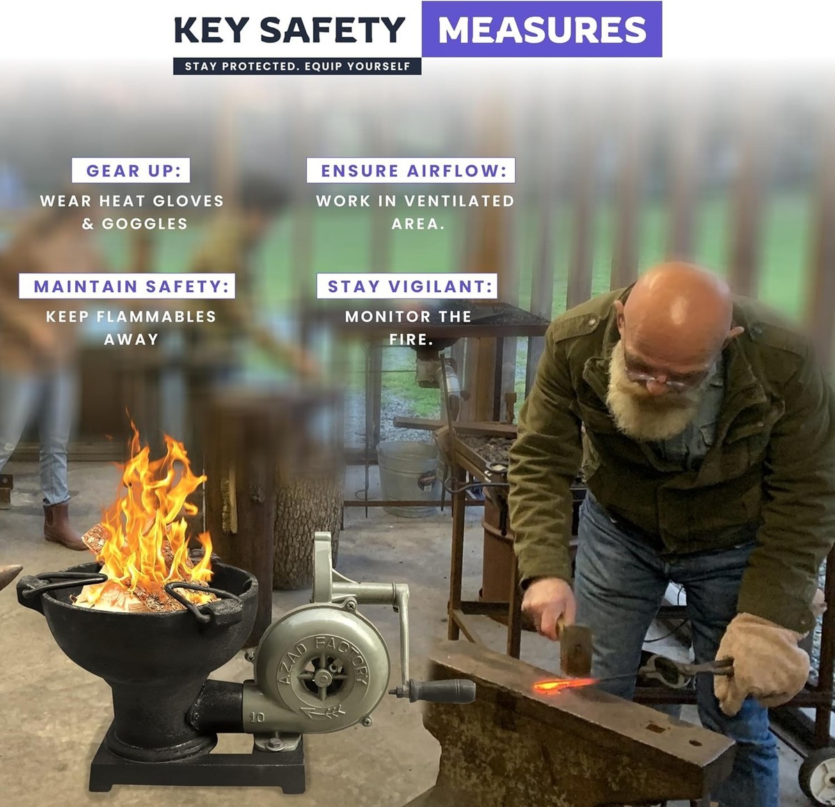 SIMOND STORE Hand Blower With Forge Furnace Pedal Type Handle-Coal