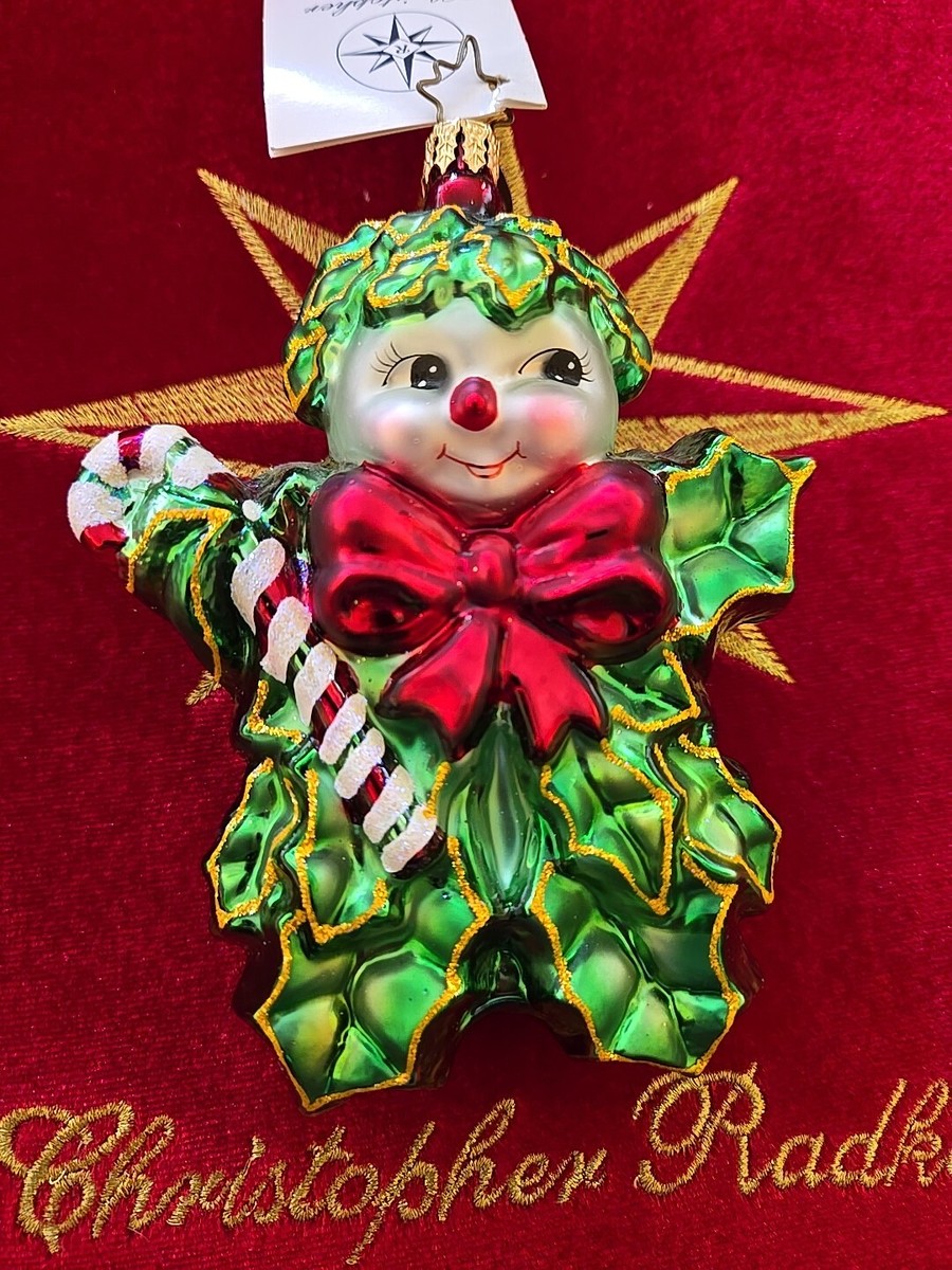 Christopher Radko 2002 Green Holly Jean Ornament Retro Ivy Leaf