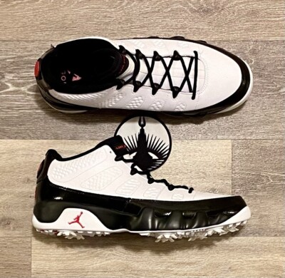 Nike Air Jordan 9 Golf Low White Black True Red Golf Shoes FJ5934