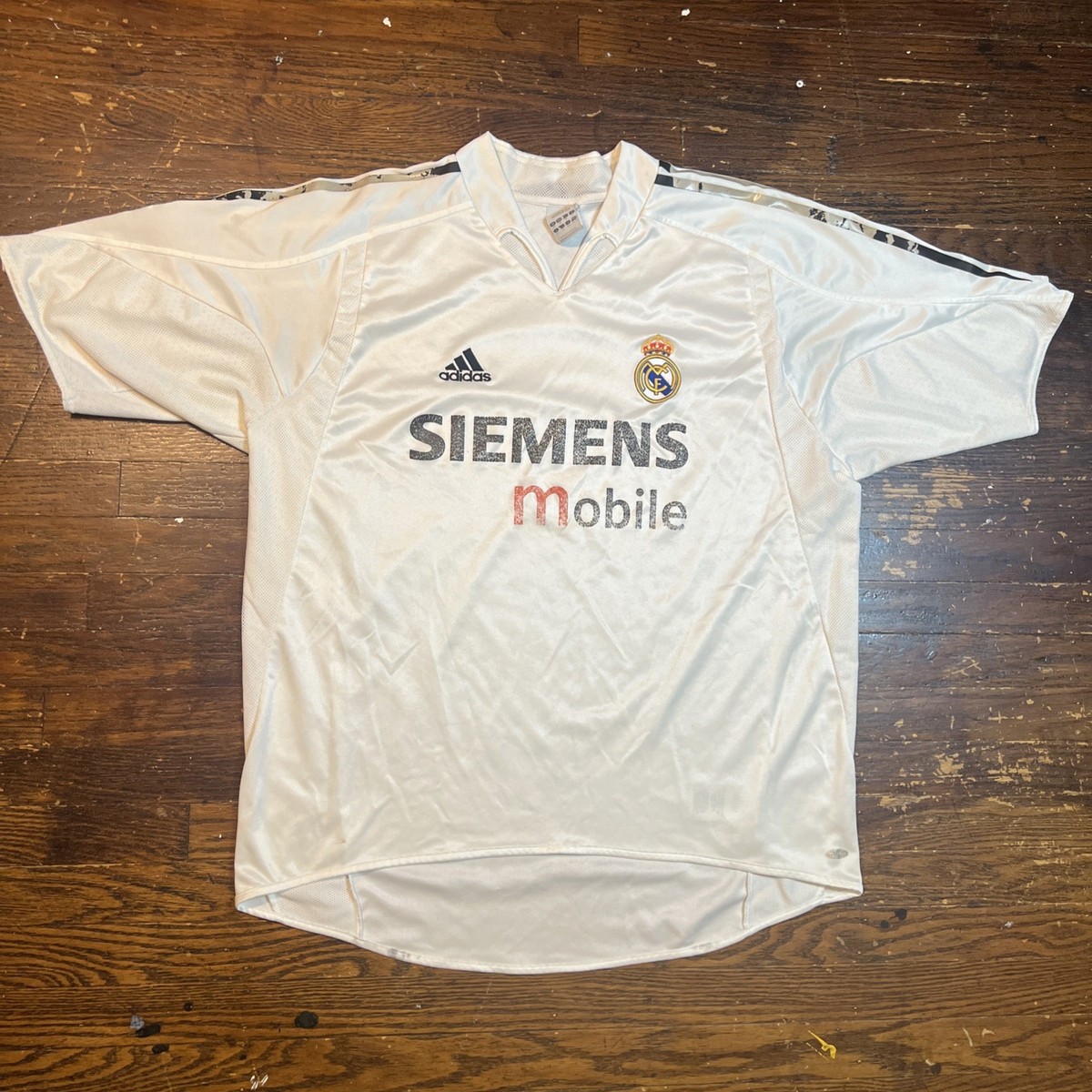 Real Madrid 2003/4 Siemens Mobile white shirt home Adidas jersey