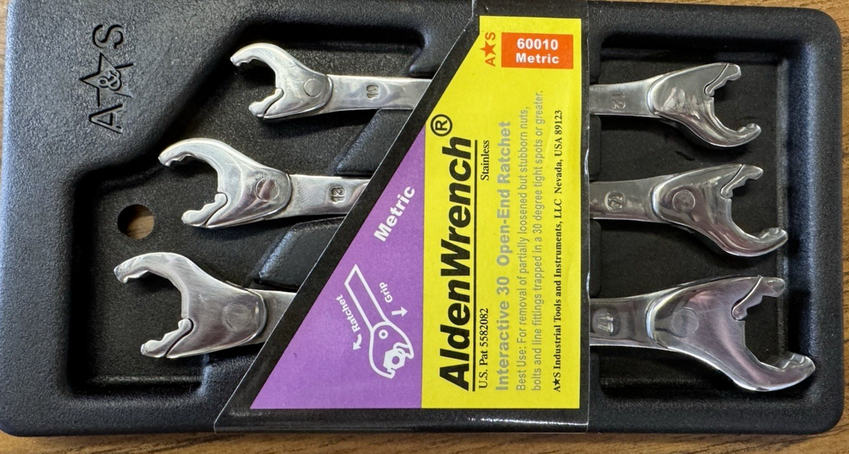ALDEN WRENCH 3pce Open End Ratchet Set Metric (Double Head) 10