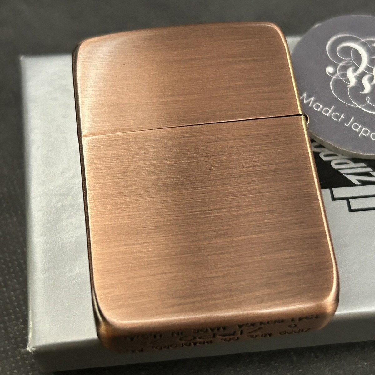 Zippo 1941 Replica Antique Copper Brown Round Corner Lighter Brass