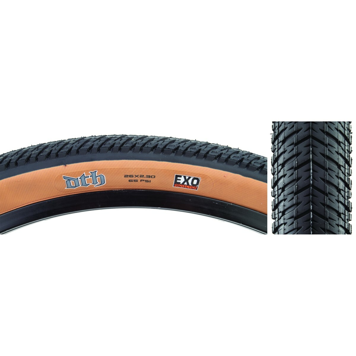 Maxxis DTH Tire 26x2.30 Black/Dark Tan Folding Bead SC / EXO