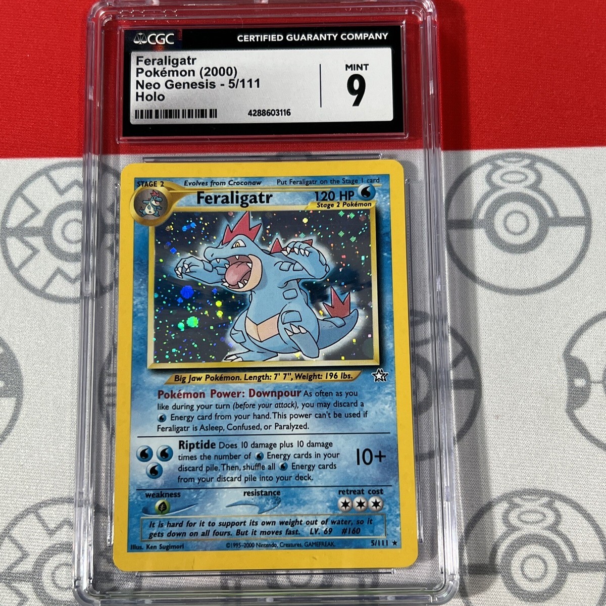 CGC 9 Feraligatr 2000 Pokemon Card Neo Genesis 5/111 Holo PSA 3116