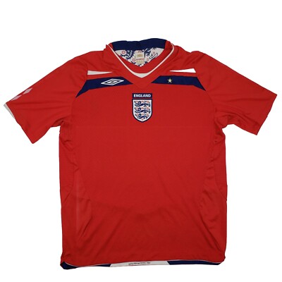 2008-2010 Umbro England Three Lions Red Away Jersey Large Mens