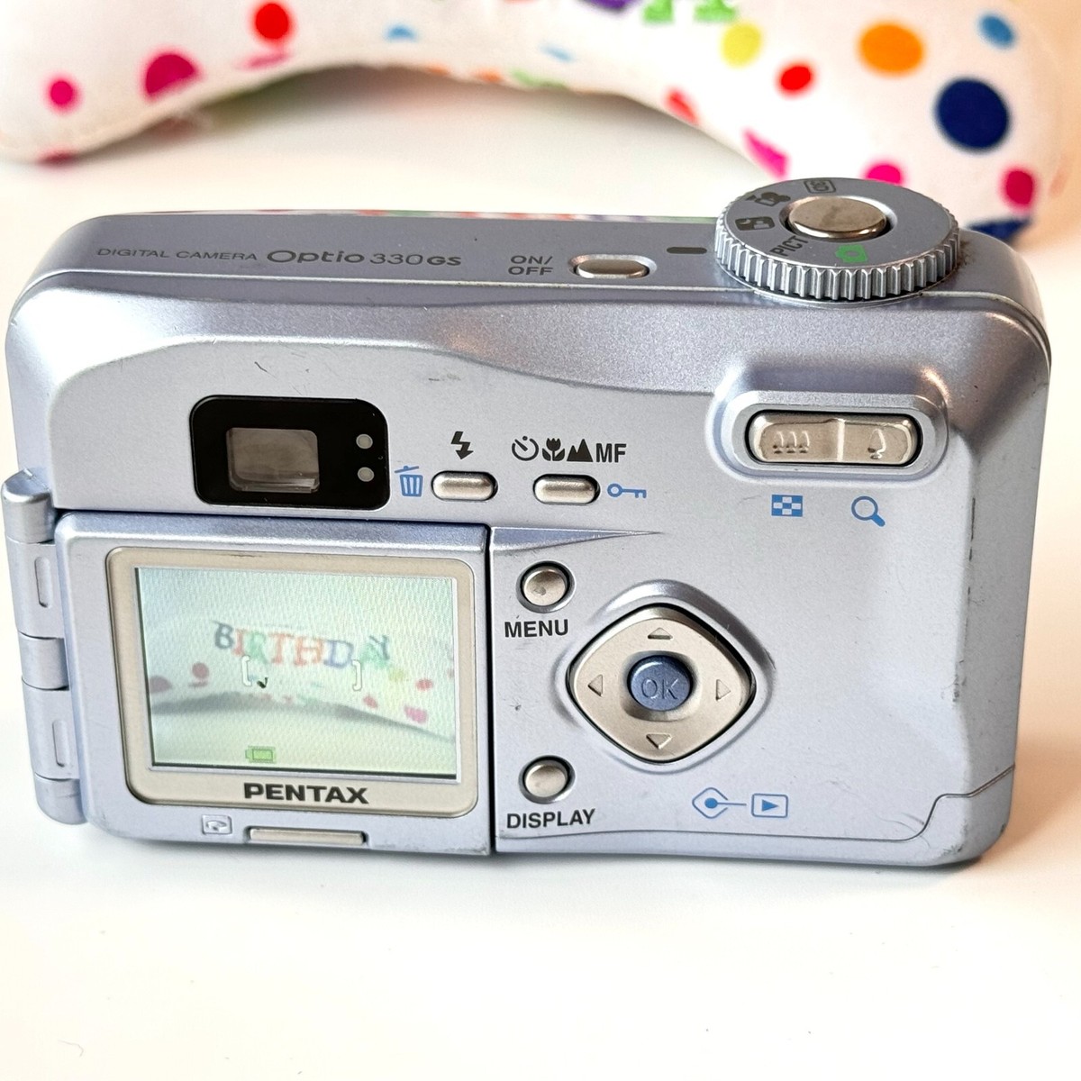 Pentax Old 2002 Compact Digital Camera Optio 330GS Blue 3.2MP From