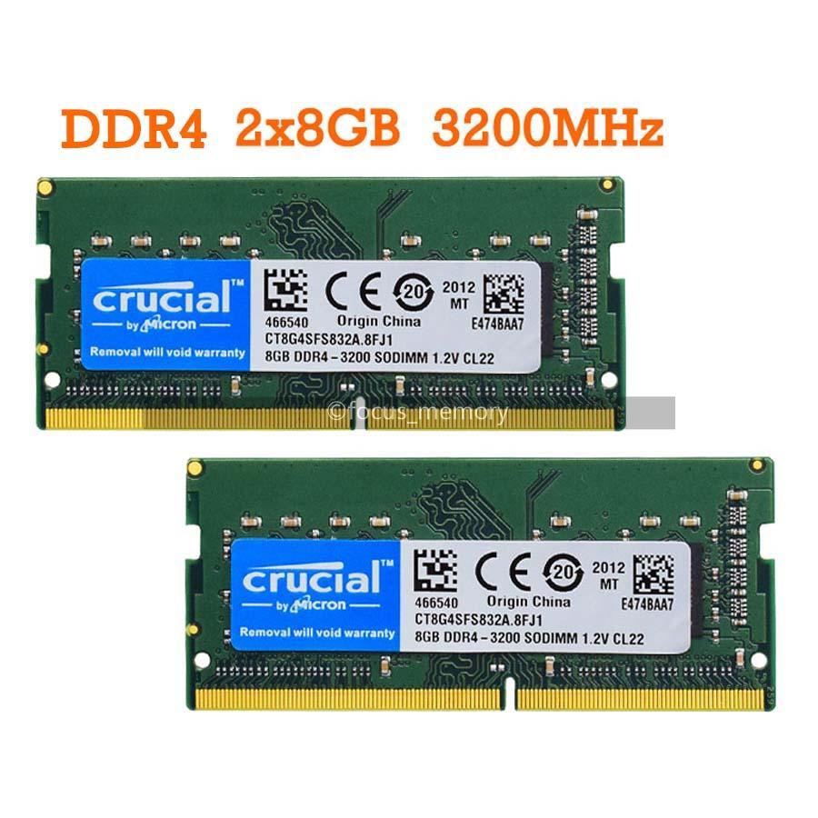 Crucial 16 GB (2 x 8GB) Ram DDR4 3200MHz PC4-25600 SO-DIMM Laptop